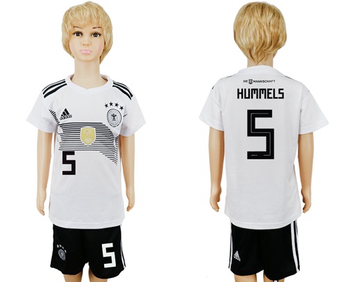 Germany #5 Hummels White Home Kid Soccer Country Jersey - Click Image to Close